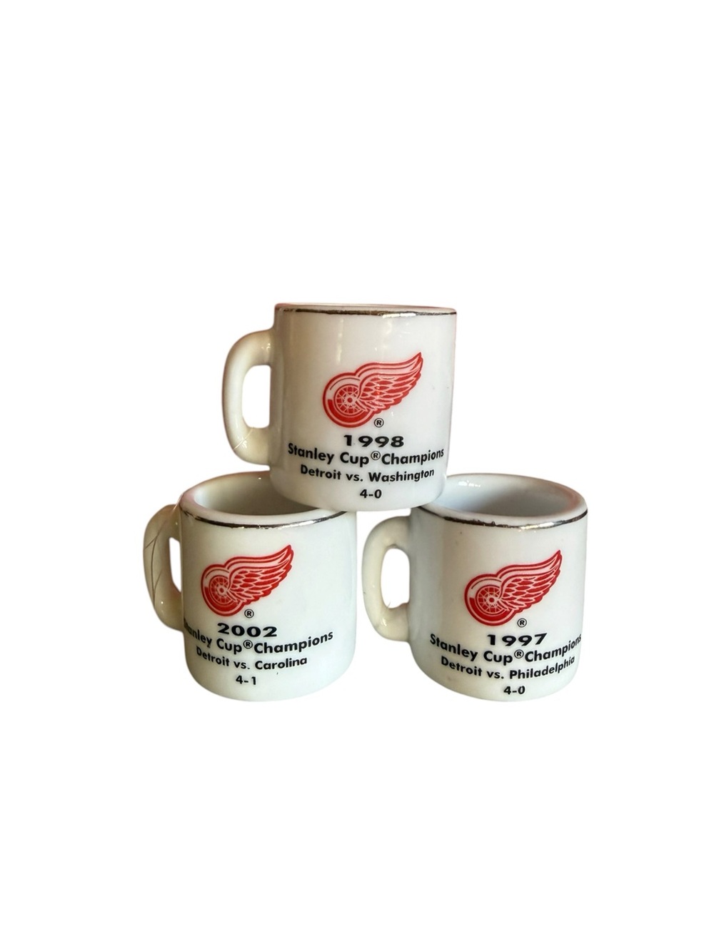 Vintage Detroit Red Wings White Commemorative Stanley Cup Champion Mug